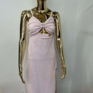 Sukienka pudrowy róż prążek MILLA ROSSA(201)