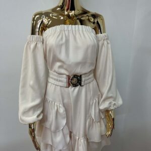 Sukienka Hiszpanka z falbanką beżowa(180)