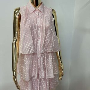 Sukienka koszulowa w groszki różowa(171)